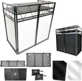 AxcessAbles Two-Tier Portable DJ Booth | Large DJ Table Stand w/ 43'x25' Desk Surface | 2 Ergonomic Table Heights | Black & White Facades, Carry Cases | DJ Laptop Controller Stand