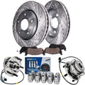 Detroit Axle - Front Drilled Rotors Brake Pads Wheel Hub Bearings w/ 10pc Lug Nuts Replacement for Chevrolet Blazer S10 Oldsmobile Bravada GMC Jimmy Isuzu Sonoma Hombre - 16pc Set