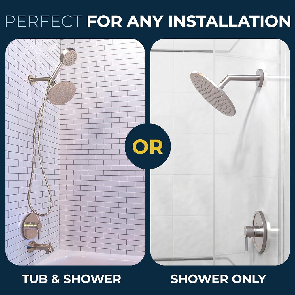 HammerHead Showers Solid Metal Single-Handle Trim Kit with Rough-In Shower Valve, Volume and Temperature Control, Pressure Balance, Polished Brass