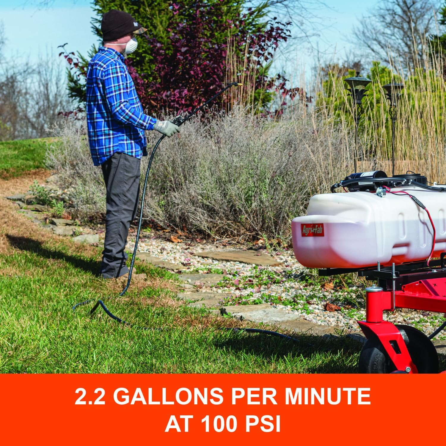 Agri-Fab 45-0628 Zero Turn Riding Lawn Mower Sprayer with Boom and Spray Wand 15 - Gallon Capacity Tank, 2.2 GPM, 100 PSI Sprayer Pump, Universal Design fits Many Zero Turn Brands