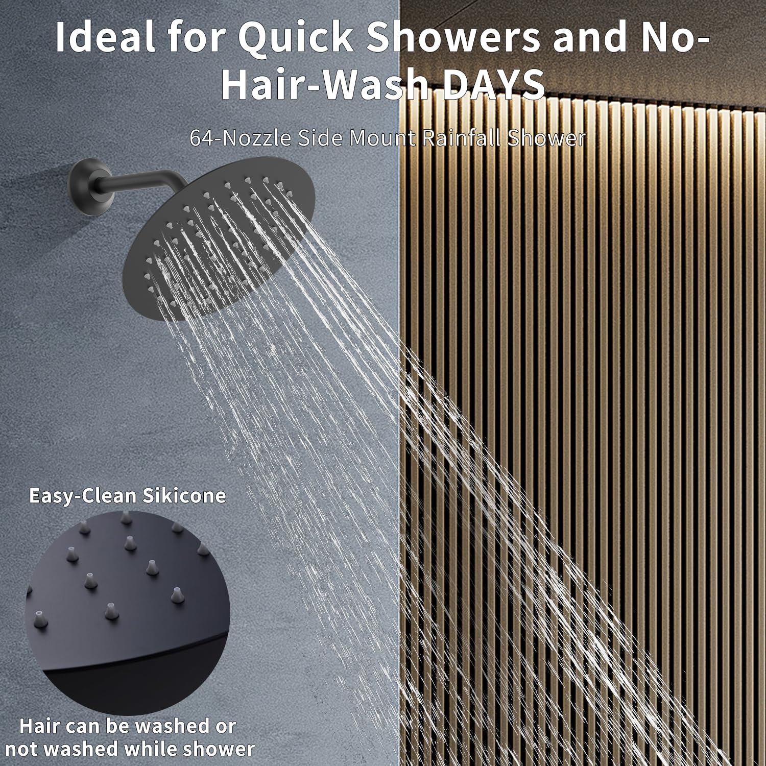Shower Faucet Set Matte Black Shower System Temperature Display Diverter Shower Valve and 2 in 1 Handheld with Slide Bar, 12 Inch Ceiling Shower Head with 8 Inch Wall Mount Shower Head