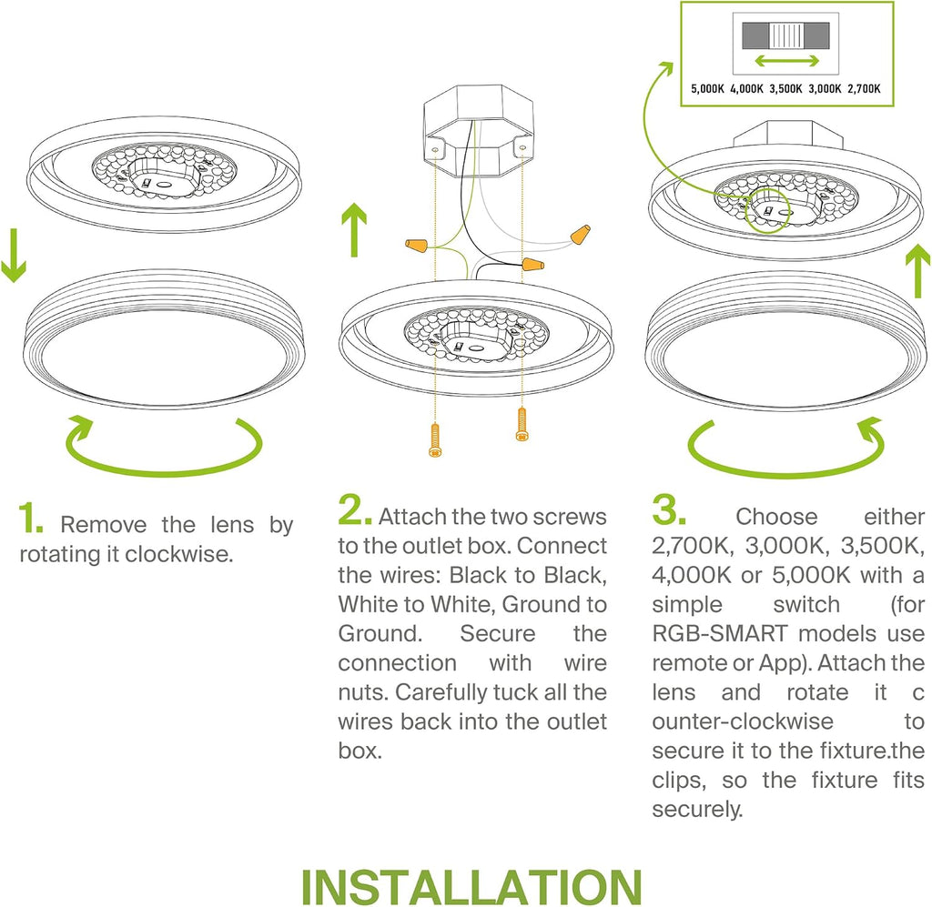 ASD 18 Inch LED Flush Mount Ceiling Light Fixture for Bedroom, 35W 1992LM 5CCT 2700K-5000K, Dimmable Lights, Dining, Living Room, Kitchen Lamps, Modern Home Lighting Fixtures, Nickel, ETL, 2 Pack