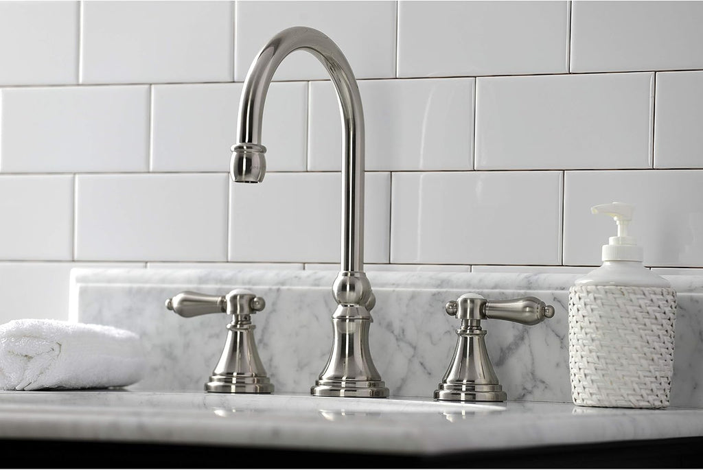 Kingston Brass KS2988BAL Heirloom Widespread Bathroom Faucet with Brass Pop-Up, Brushed Nickel