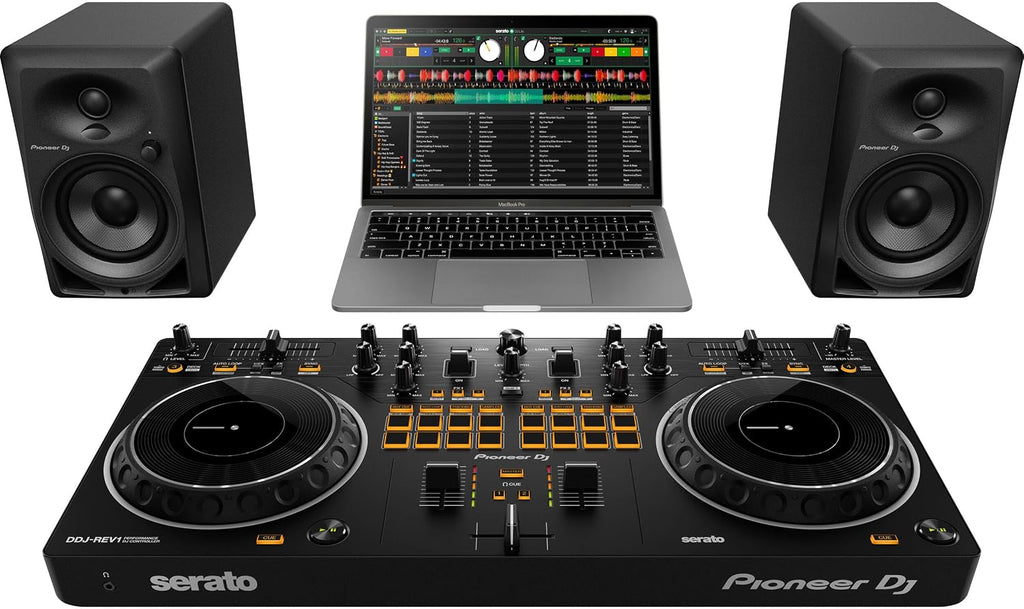 Pioneer DDJ-REV1 DJ Controller Bundle with Essential Cables for Connecting to DJ Controllers and StreamEye Polishing Cloth
