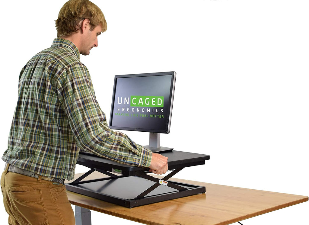 Uncaged Ergonomics CHANGEdesk Mini - Affordable Height Adjustable Stand Up Desk Conversion and Laptop Standing Desk Converter (2 Pack | Black)