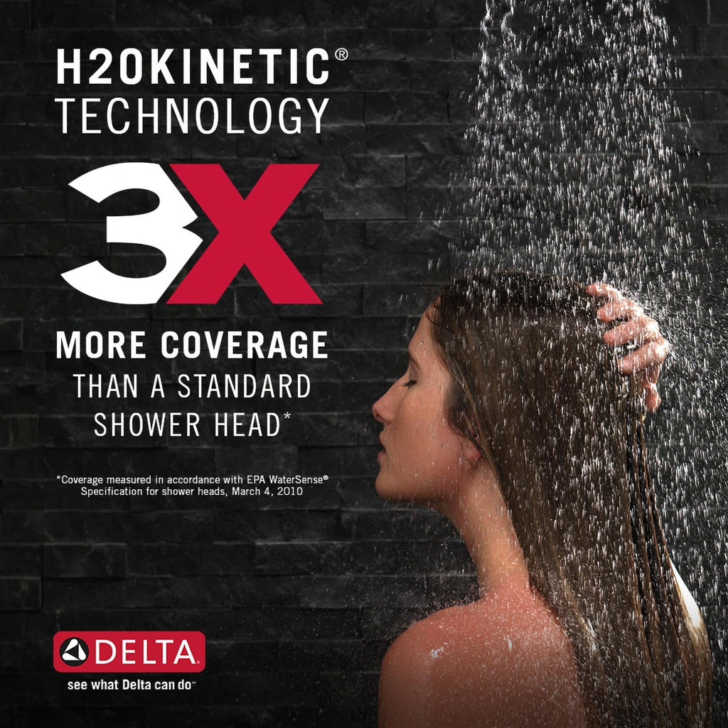 Delta Faucet Nicoli 14 Series Single-Handle Shower Faucet Trim Kit with 5-Spray H2Okinetic Shower Head and Widespread Bathroom Faucet in Champagne Bronze (Shower Valve Included)