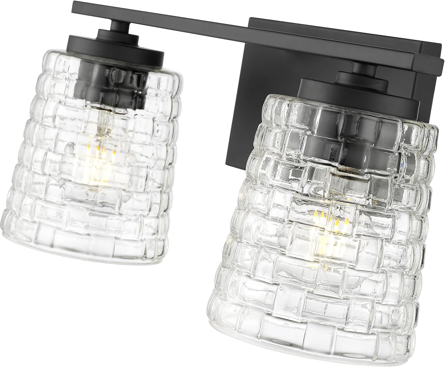 ML Lighting | Saben Collection | 22102-MB | Indoor 2 Light Vanity in Matte Black with Clear Woven Lattice Glass Shade | Elegant and Versatile Design for Any Bathroom