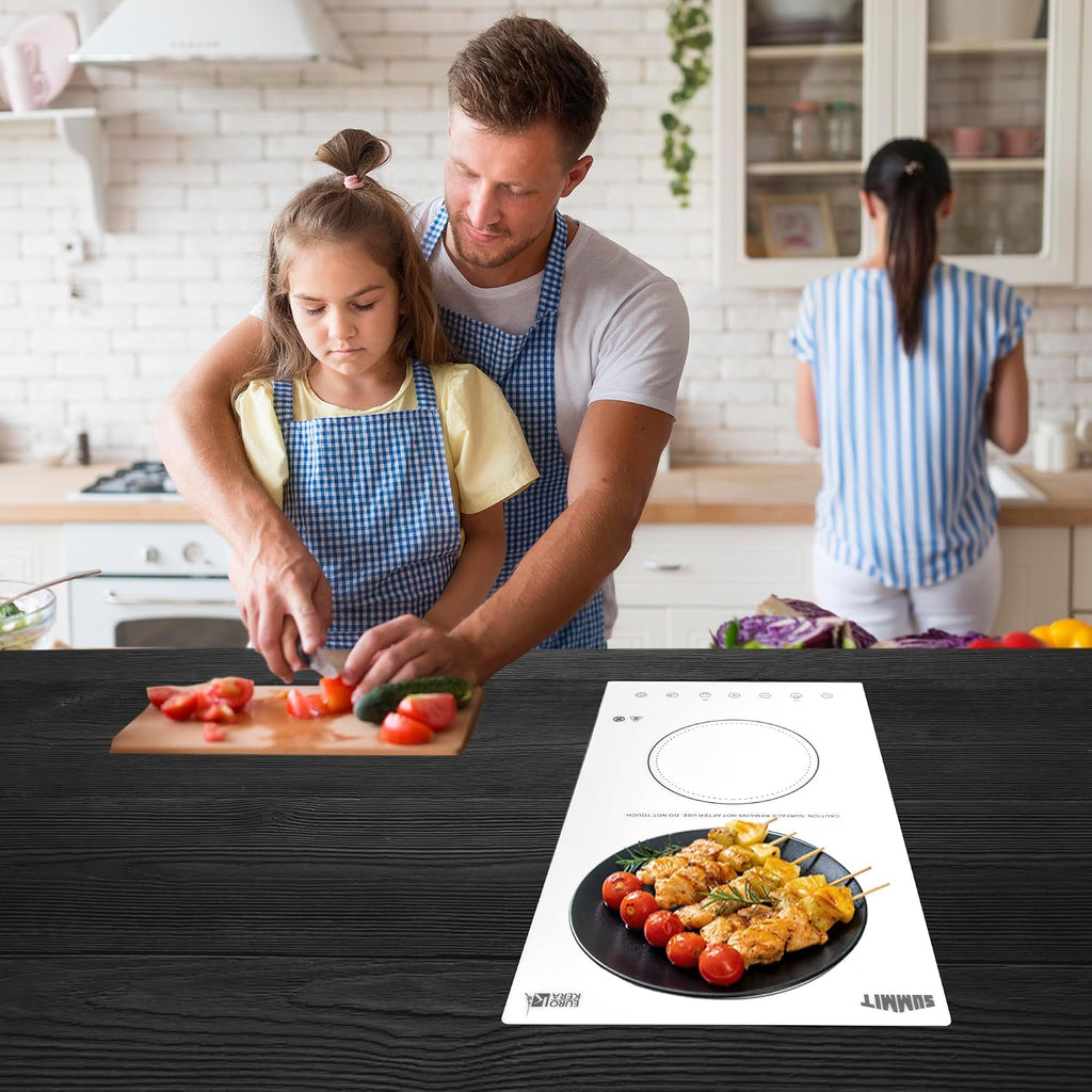 Summit 15' Electric Cooktop, 2 Burners, 230V Radiant Cooktop, ADA Compliant Design, White - CR2B23T4WTK15