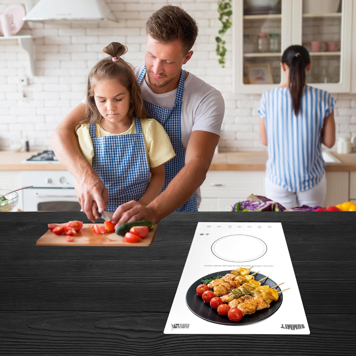 Summit 15' Electric Cooktop, 2 Burners, 230V Radiant Cooktop, ADA Compliant Design, White - CR2B23T4WTK15