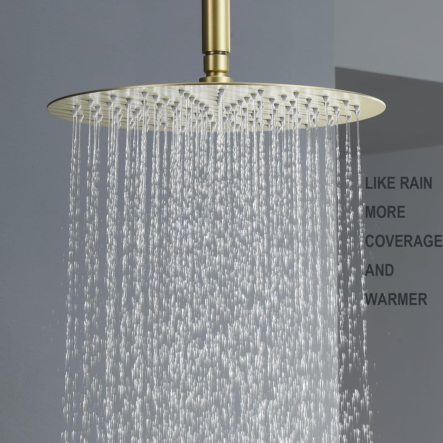 Brushed Gold Shower Faucet Set, Gold Shower System with Rain Shower and Handheld Bathroom Ceiling 12 Inch Shower Set with Brass Valve