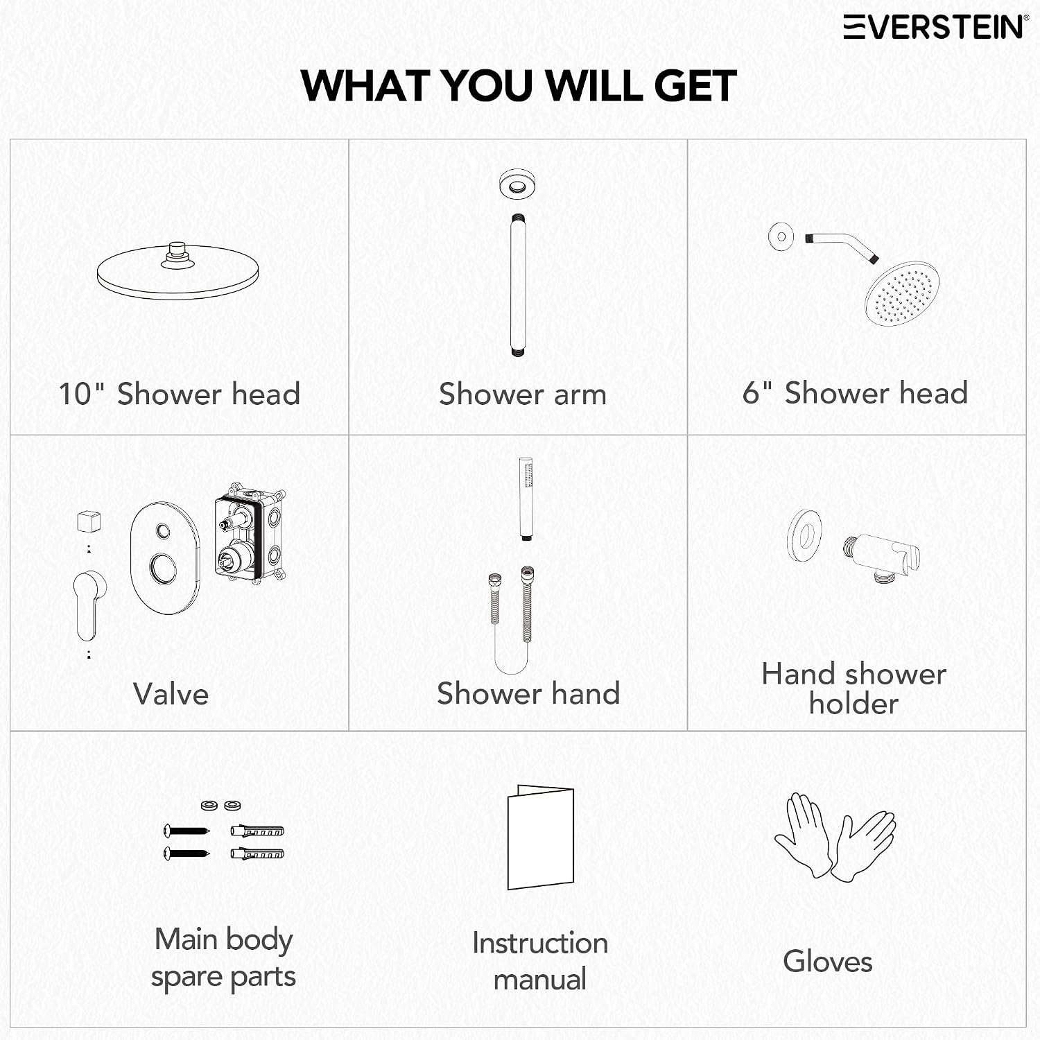 Ceiling Mount 10' High-Pressure Rainfall Shower Faucet, Dual Rainfall Shower Head System with Valve (Matte Black)