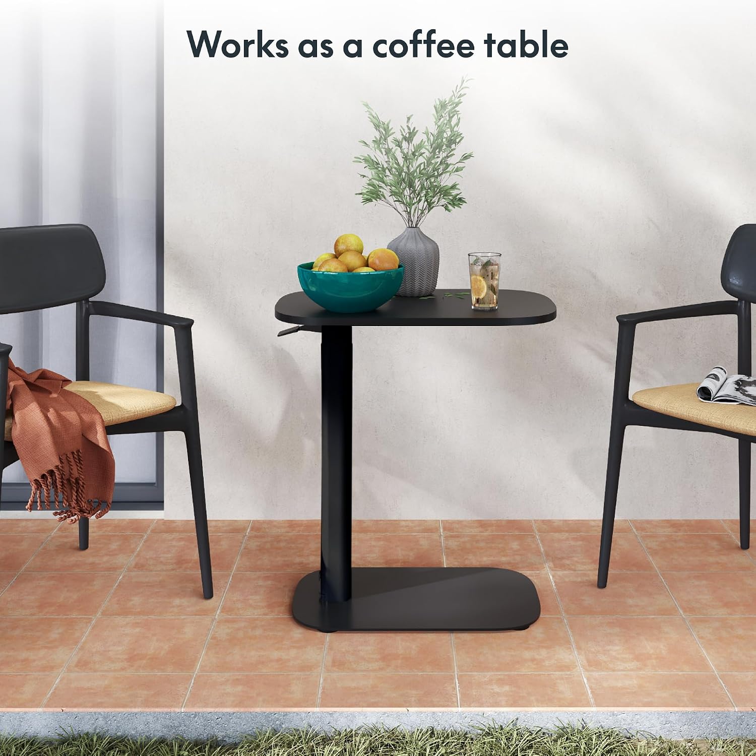 FLEXISPOT Adjustable C Table, Mobile Snack Side End Table Sofa Couch Bedside Table Laptop Cart TV Tray Night Stand Small Space Side Table(23.6' W x 13.8' D,Black)