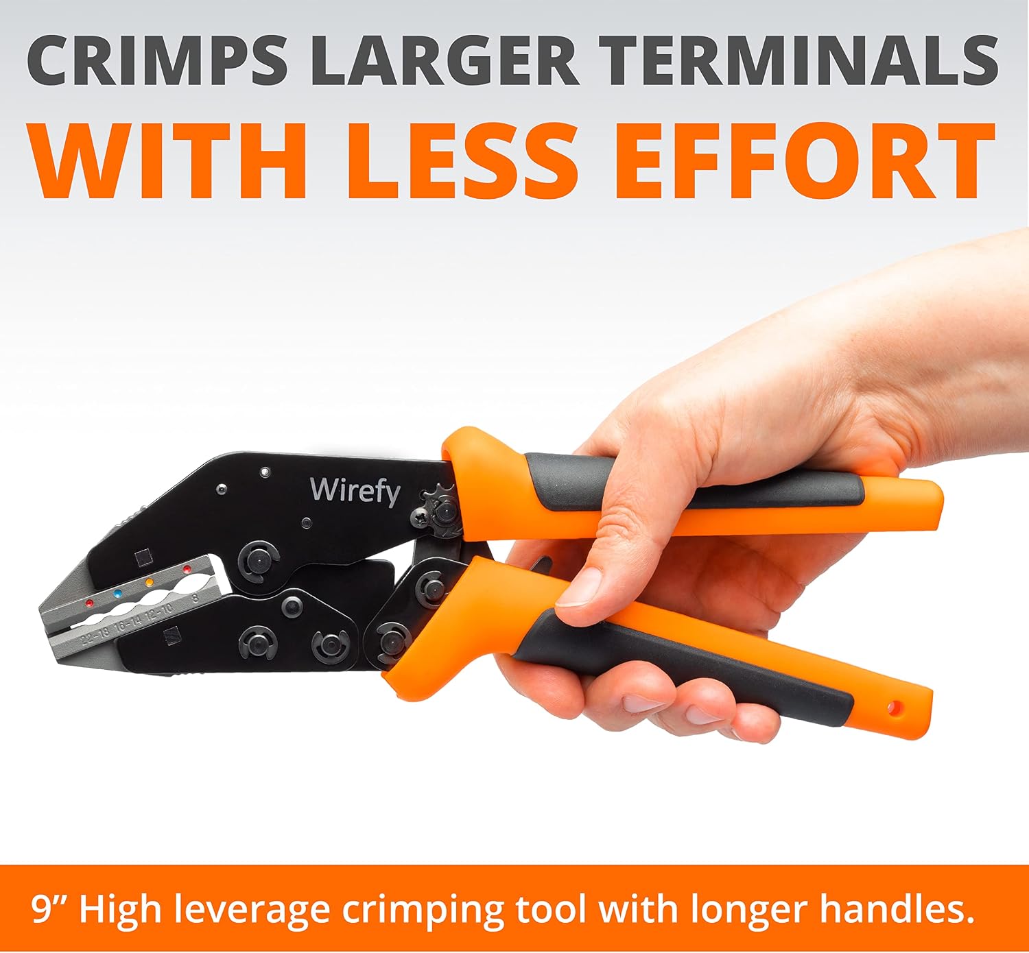 Wirefy Crimping Tool Set 11 PCS - High Leverage Wire Crimper 9' - Heat Shrink, Nylon, Insulated Flag, Non-Insulated Connectors