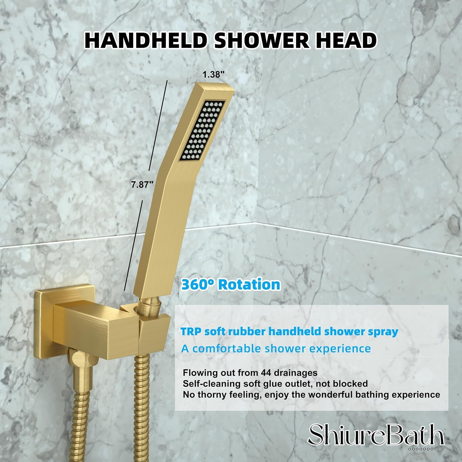 12 Inch Shower Faucet Set, Shower System with Rain Shower Head and Handheld Shower Head, Spray Wall Mounted Rainfall Shower Fixtures, Brushed Gold