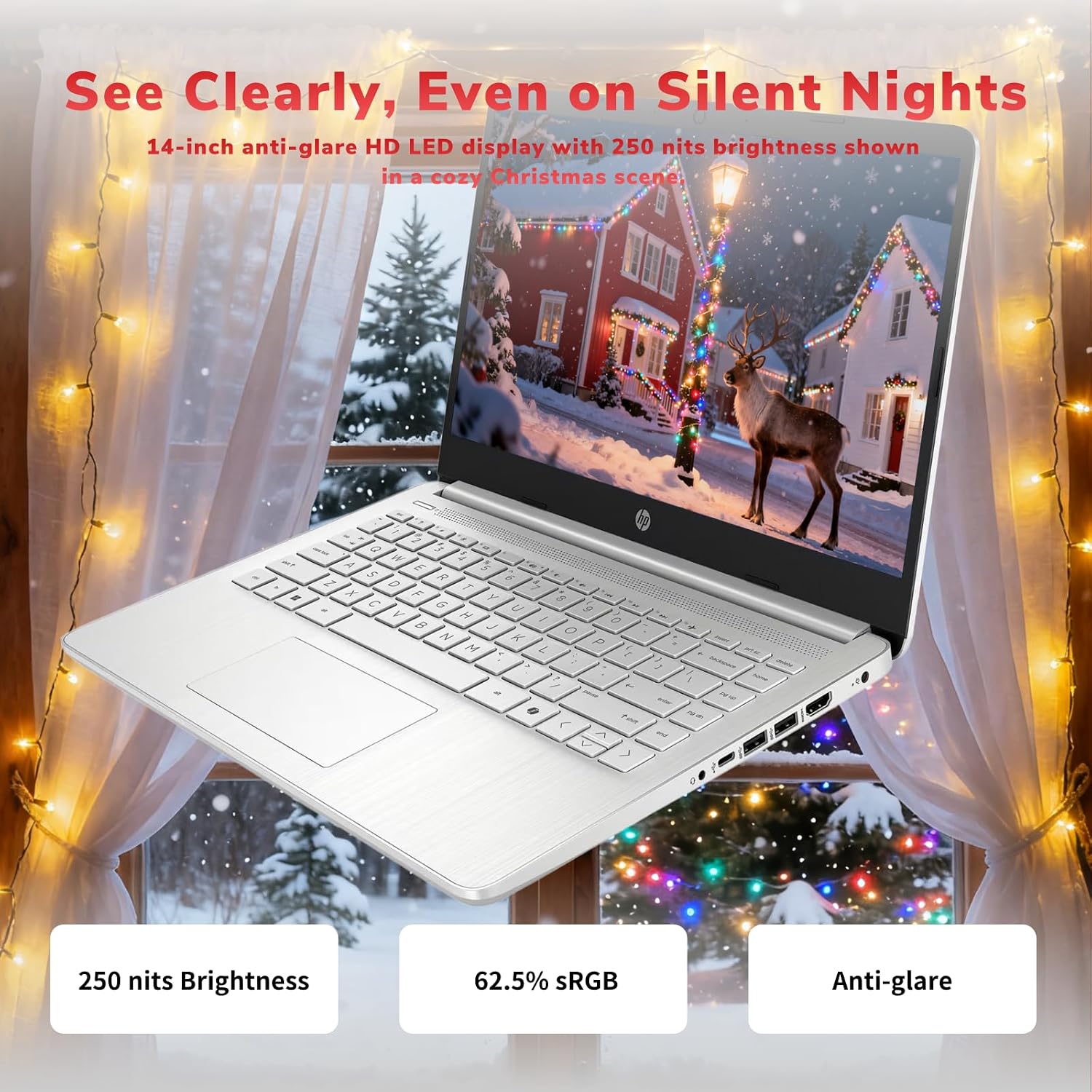 HP 14' Laptop 2025 Business Student Slim Computer, 1-Y Office 365, Copilot AI, Quad-Core Intel CPU, 16 GB RAM, 128GB UFS & 128GB SD Card, Wi-Fi 6, Windows 11 Pro, JQ2XzAccessory, Green