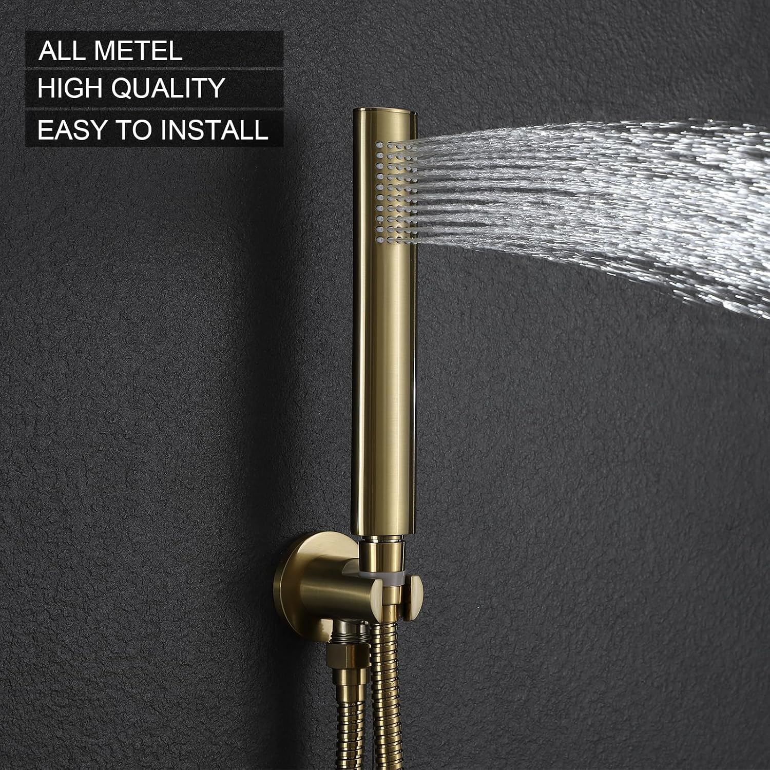 Gold Shower System, Brushed Gold Shower Faucet Set Has 10 Inch Rain Shower Head The Handheld Shower and Tub Spout, Rainfall Shower Fixtures Golden Brush For Bathroom Shower Set