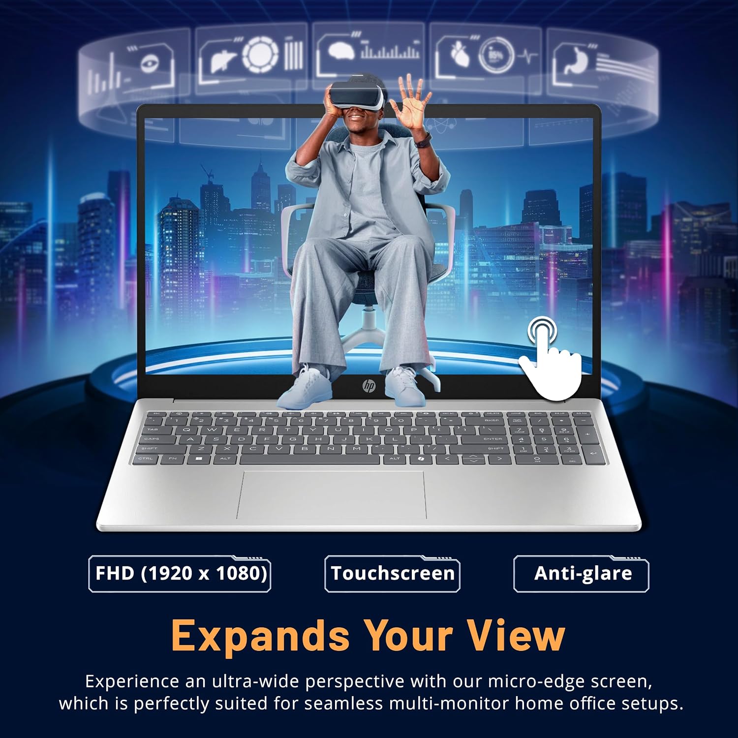 HP 15.6' FHD Touchscreen Laptop, Intel i7-1355U, 64GB RAM, 5TB Storage(4TB SSD+1TB Docking Station Set), Intel Iris Xe Graphics, Number Pad, 720p HD Camera, Wi-Fi 6, Win 11, Silver