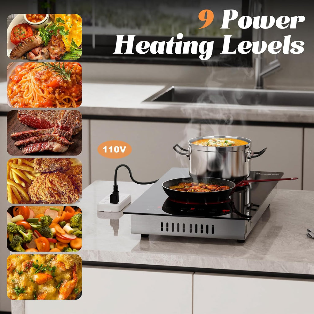 2 Burner Electric Cooktop 24 Inch and 12 Inch
