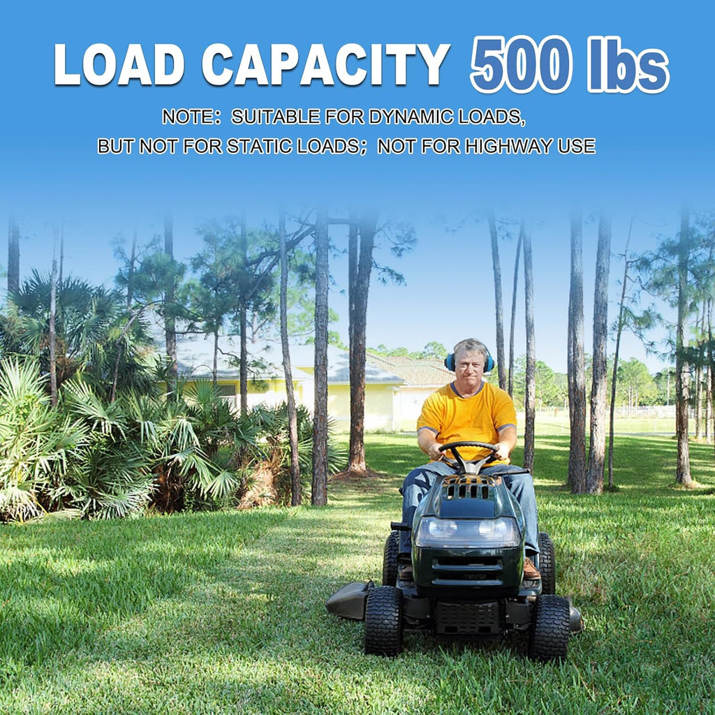 2-Pack 15x6.50-6 Flat-Free Tire with Rim,3'Centered Hub with 3/4' Ball Bearing,w/Grease Fitting，500lbs Capacity,15x6.50x6 No-Flat Solid Rubber Turf Wheel,for Riding Lawn mower,Garden Cart