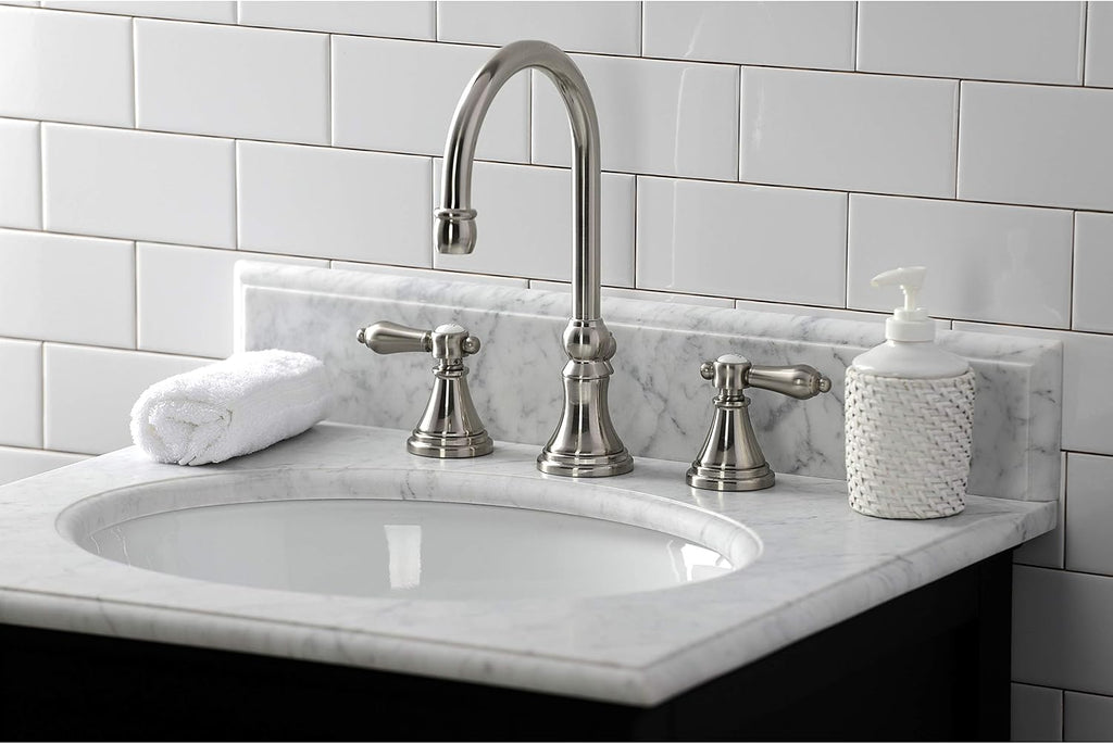 Kingston Brass KS2988BAL Heirloom Widespread Bathroom Faucet with Brass Pop-Up, Brushed Nickel