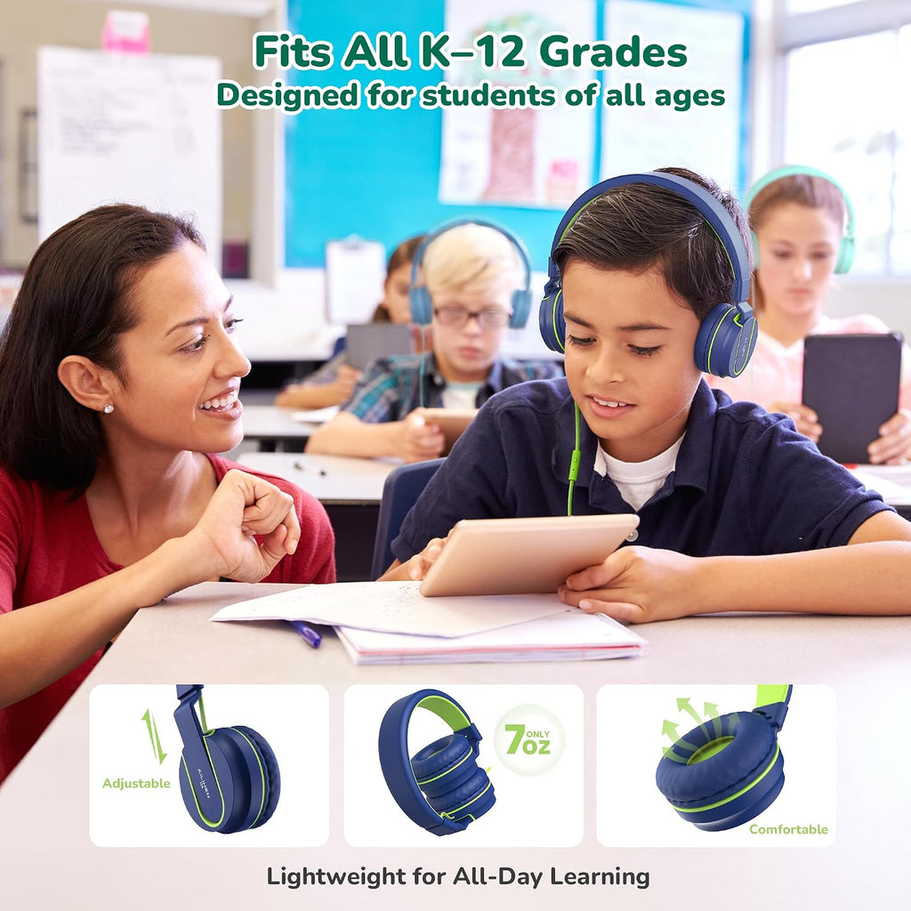 AILIHEN Classroom Headphones Kids Headphones for K-12 School Class Sets (20 Pack), On-Ear Premium Student Durable Bulk Headphones - 93dB Volume Limited, 3.5mm Jack for Chromebooks Laptop Computer
