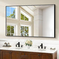 COFENY Bathroom Black Mirror, 36x55in Black Rectangle Mirror with Thin Metal Frame, Large Rectangular Wall Mirror for Bathroom, Living Room, Hair Salon, Big Farmhouse Mirror Hang Horizontal/Vertical