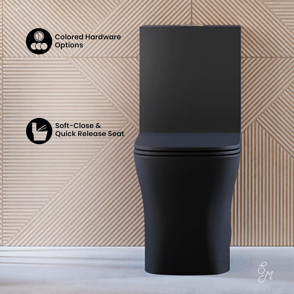 Concorde One-Piece 12' Rough-in 1.1/1.6 GPF Dual Top Flush Square Toilet in Matte Black
