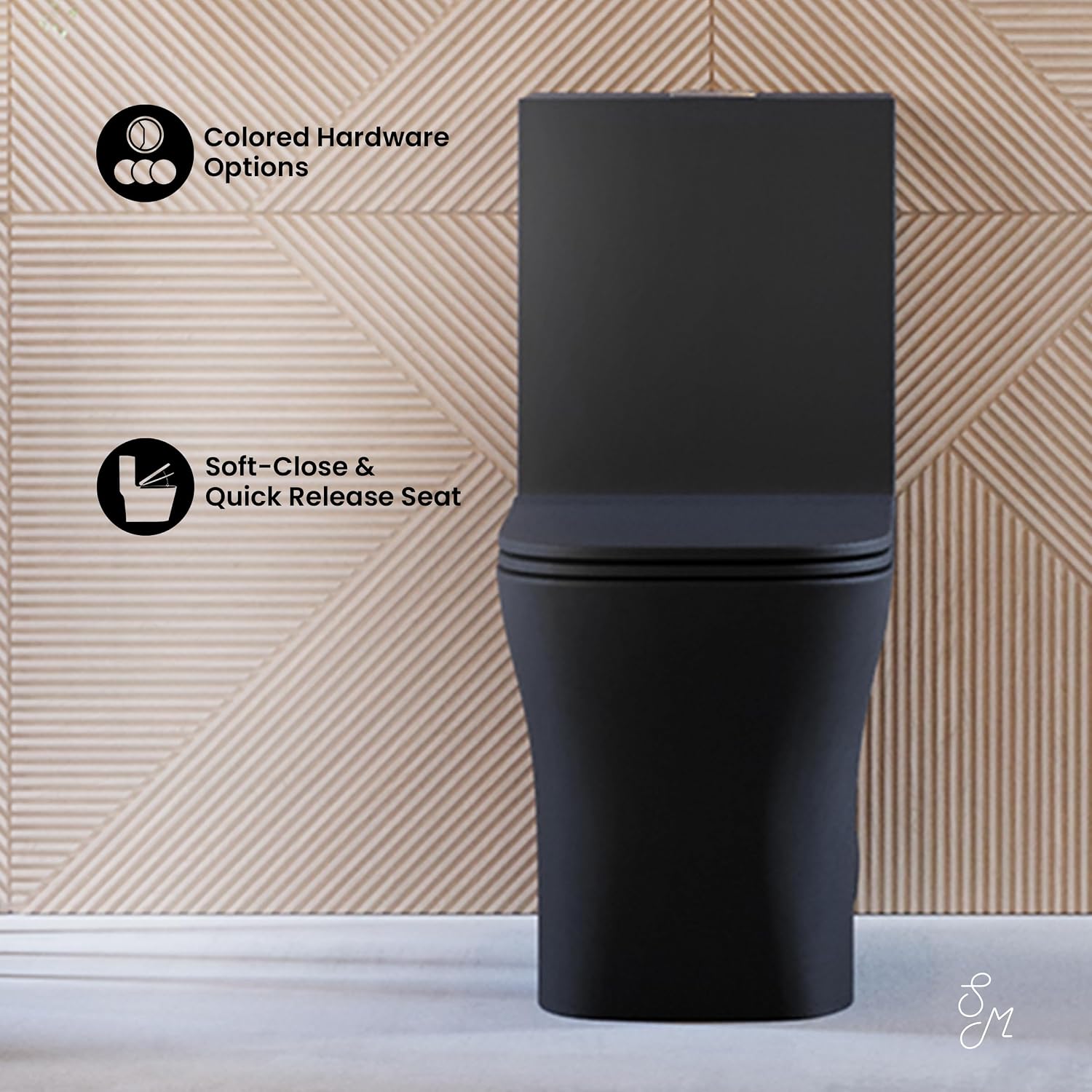 Concorde One-Piece 12' Rough-in 1.1/1.6 GPF Dual Top Flush Square Toilet in Matte Black