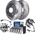 Detroit Axle - Front Wheel Bearing Hubs Brake Rotors Kit for Chevy Trailblazer SSR GMC Envoy XL Buick Rainier Isuzu Ascender Saab 9-7X, 12.8' inch Brake Rotors Wheel Bearing Hubs Lug Nuts Replacement