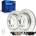 KAX Rear Brake Pads and Rotors for BMW 328i xDrive 2009-2013, X1 2013-2015, 328xi 2007-2008, Drilled and Slotted Vented Brake Rotor Ceramic Brake Pads Replacement (#34317+D1267, 11.81inch, 300MM)
