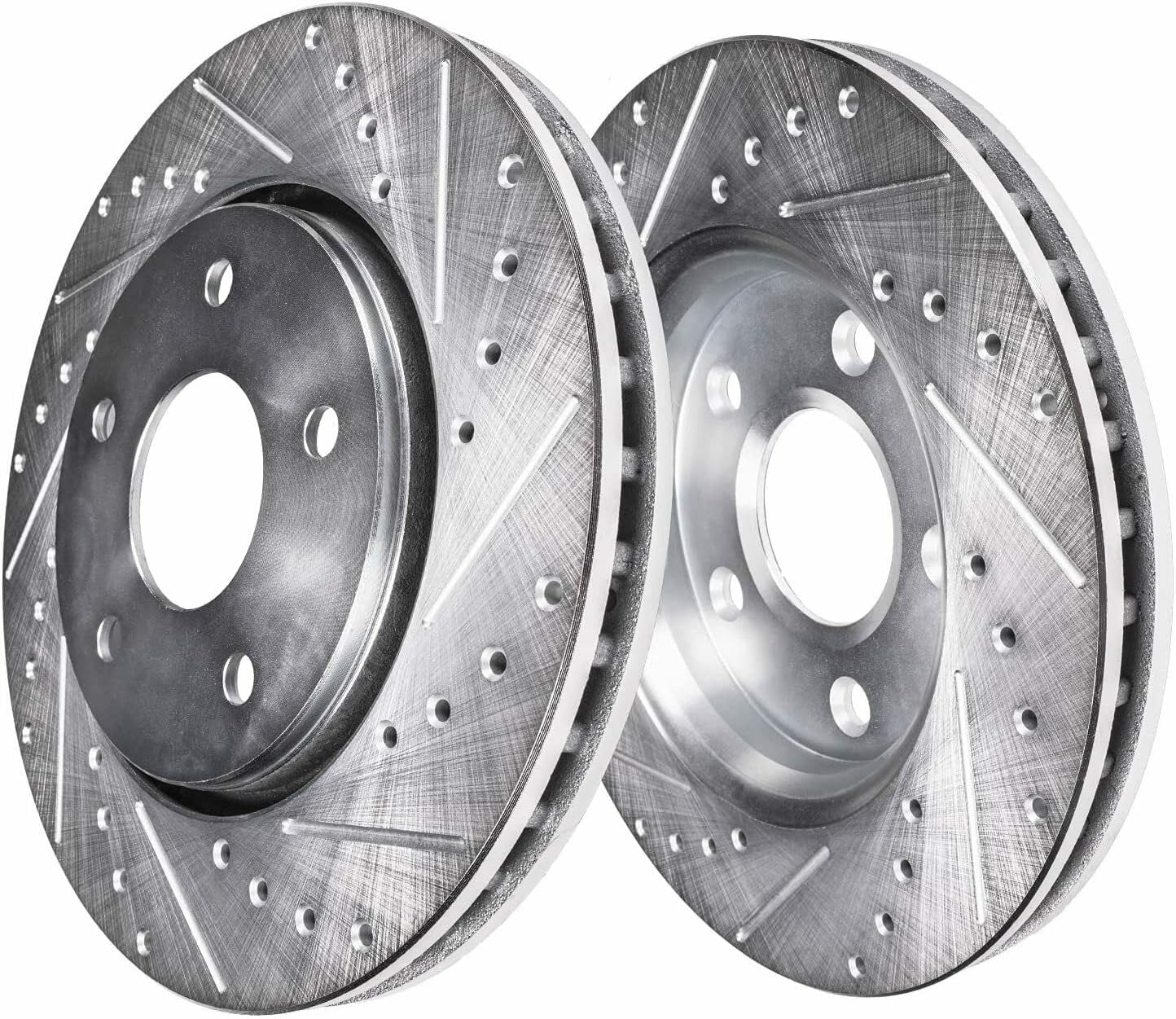 Detroit Axle - Front Drilled Rotors & Left Brake Caliper Replacement for Toyota Highlander Lexus RX350 NX300 NX300h RX450h NX200t - 3pc Set