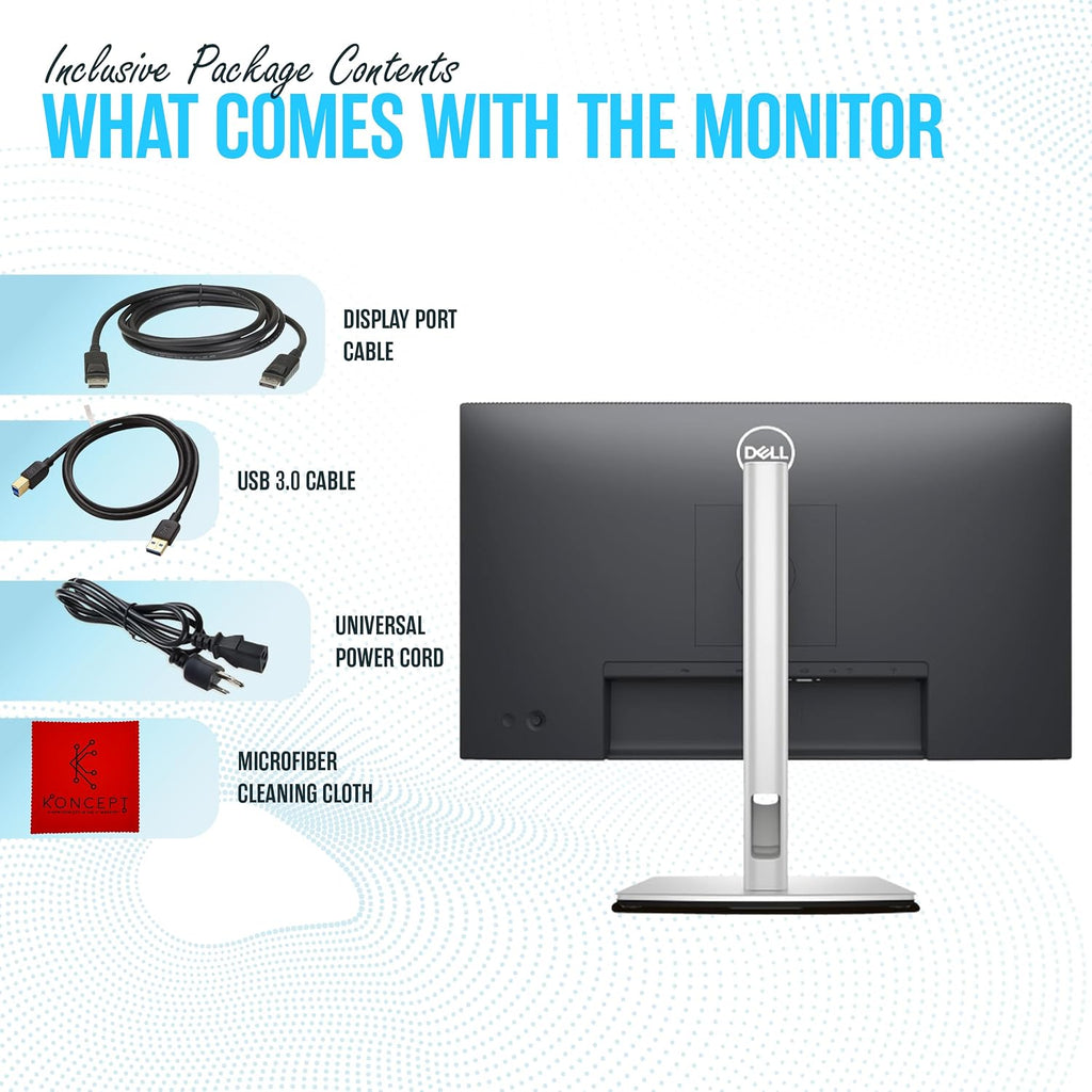 P2425H for Dell Replacement - Computer Monitor Screen 24' 16:9 IPS Bundle with Stand - Full HD, 1920 x 1080-1 Year Warranty - LED, 100Hz - with DisplayPort & USB 3.0 Upstream Cable - New Model