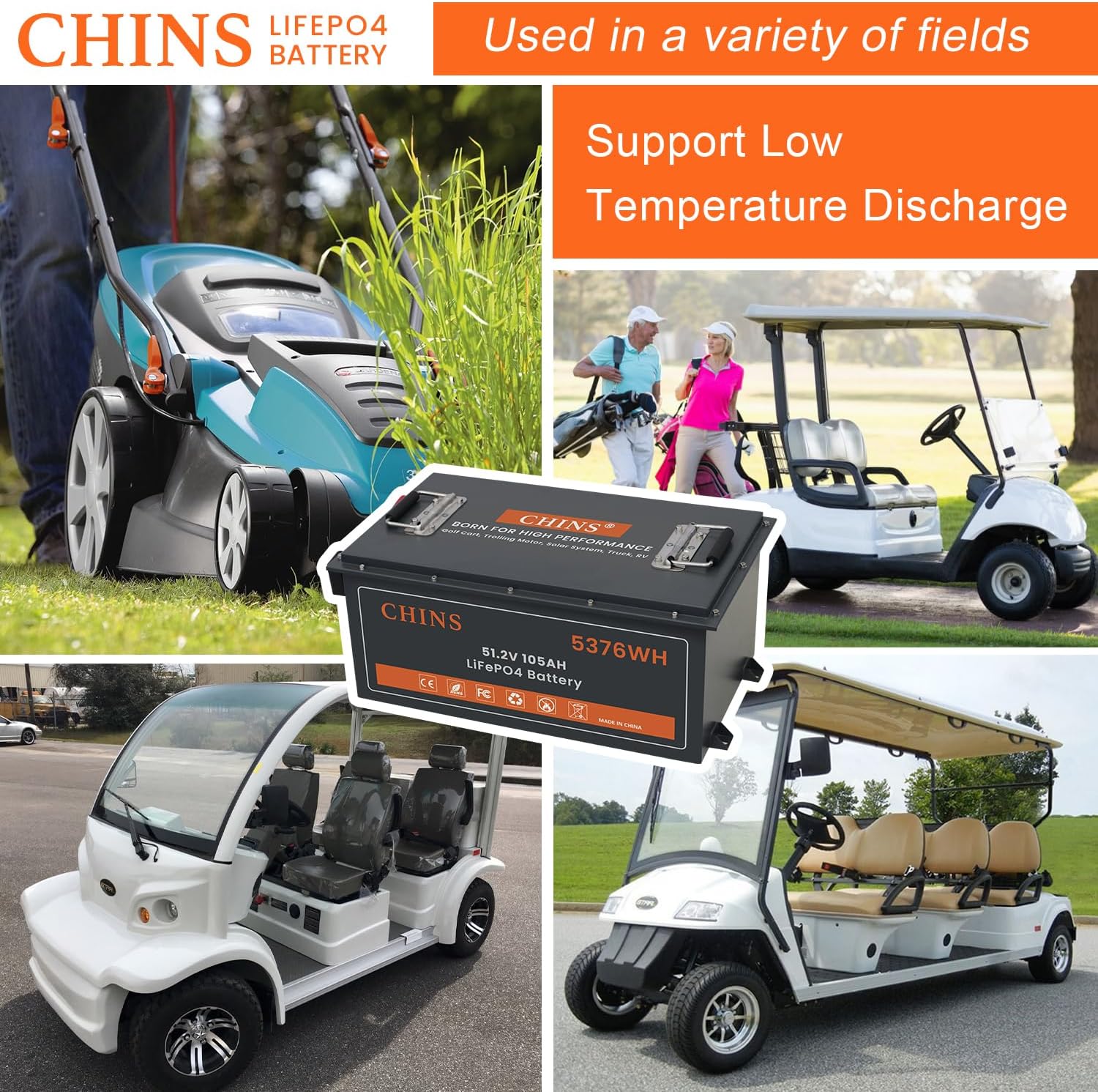 48 Volt Lithium Battery for Golf Cart, 200A BMS - 1000A Peak Current, with Touch Monitor & Mobile APP, 5000+ Cycles 48V 105AH Lithium Battery with 48V 18A Charger