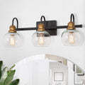 LALUZ Bathroom Light Fixtures, Vanity Lights with Oil Rubbed Bronze Finish, Antique Gold Socket, Clear Glass Shade, 22.5'' L x 7'' W x 9'' H