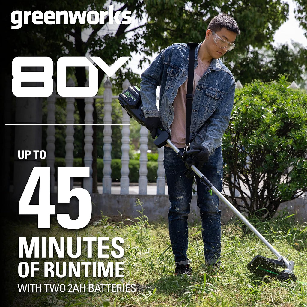 Greenworks Pro 80V 16 inch Cordless String Trimmer (Attachment Capable), 2Ah Battery and Charger Included GST80321