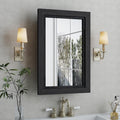 FLYJOE Medicine Cabinet Mirror 16x24 Inch Farmhouse Bathroom Mirror Door Solid Wood Storage Cabinet with Adjustable Shelves, Wall Mounted for Bathroom Living Room, Black