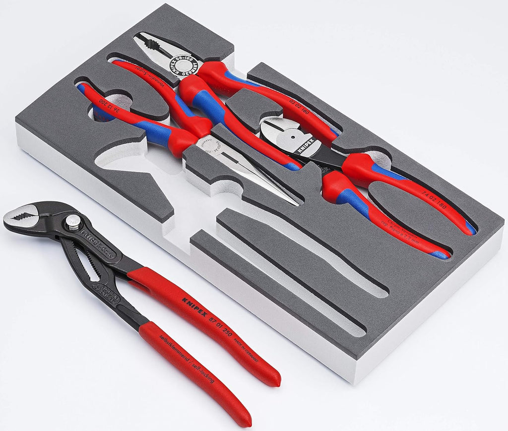 KNIPEX - 00 20 01 V15 Tools - 4 Piece Basic Pliers Set in Foam Tray (002001V15)