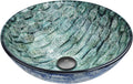 Vigo Vessel Sink Oceania Blue - 17' Artistic Round Bowl Sink for Bathrooms, Tempered Glass Above Counter Bathroom Sink with NonStickShield, QuickDrain & TempGuard, Modern Luxury Design