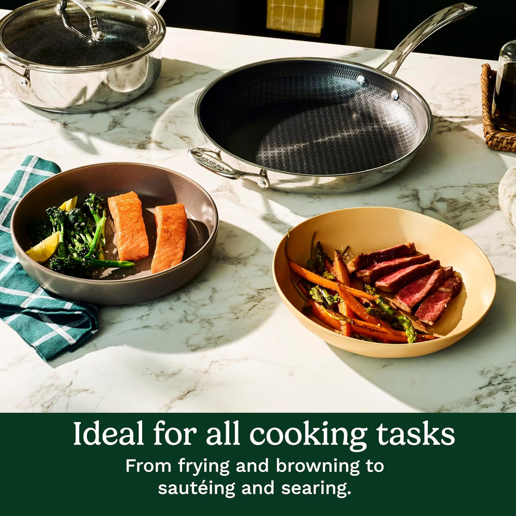 Cuisinart FusionPlus Hybrid Stainless Steel Cookware Set, 6-Piece Skillet Cooking Set with PFAS-Free PURELYSEAR Ceramic Technology, Scratch Proof, Cool Grip Handles, Dishwasher Safe