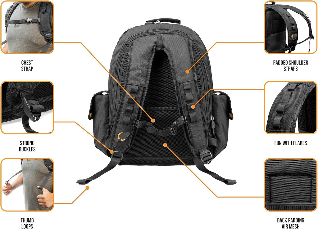 JetPack Prime DJ Backpack for DVS, Mobile, or Club Gigs, Bag Carry Mixers S9, 62, etc., Laptop, Stand, Tablet, Headphone, Vinyl Records, USB Mobile Devices, Needle Case, Cables, Microphone & More