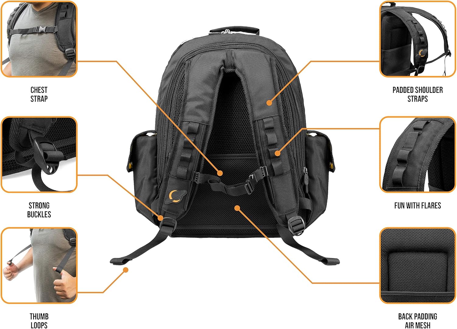 JetPack Prime DJ Backpack for DVS, Mobile, or Club Gigs, Bag Carry Mixers S9, 62, etc., Laptop, Stand, Tablet, Headphone, Vinyl Records, USB Mobile Devices, Needle Case, Cables, Microphone & More