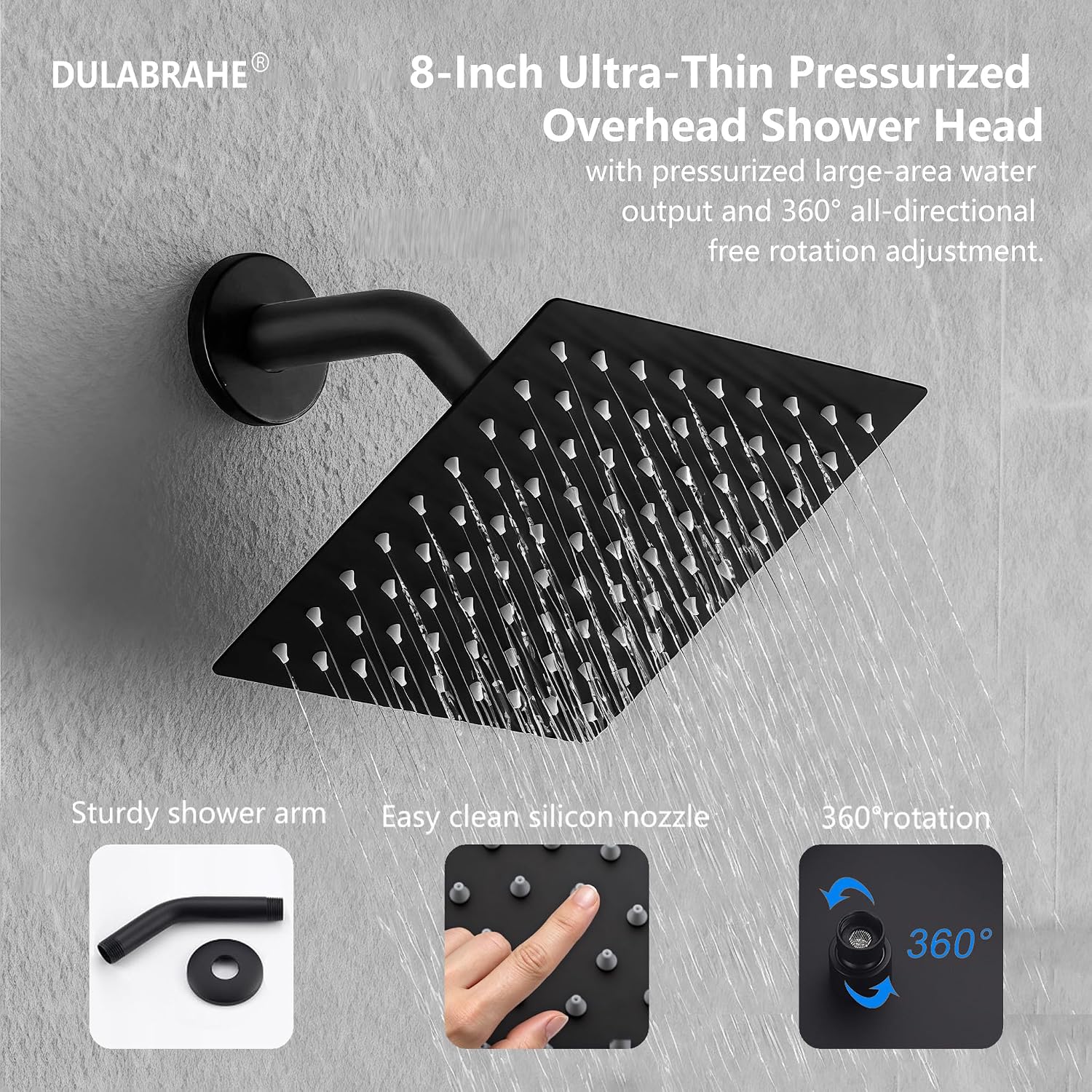14 X 20 Inch Ceiling LED Rain Shower Head, Dual Rainfall Smart Shower System Set With 8 Inch Wall Head For Two People (Matte Black)