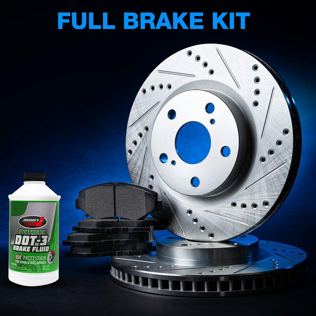 Power Sport Front Brakes and Rotors| Automotive Replacement Brake Kits| Front Semi Met Brake Pads and Rotors Kit| Fits 2012-2018 Mercedes Benz GLE300d, GLE350, GLE350d