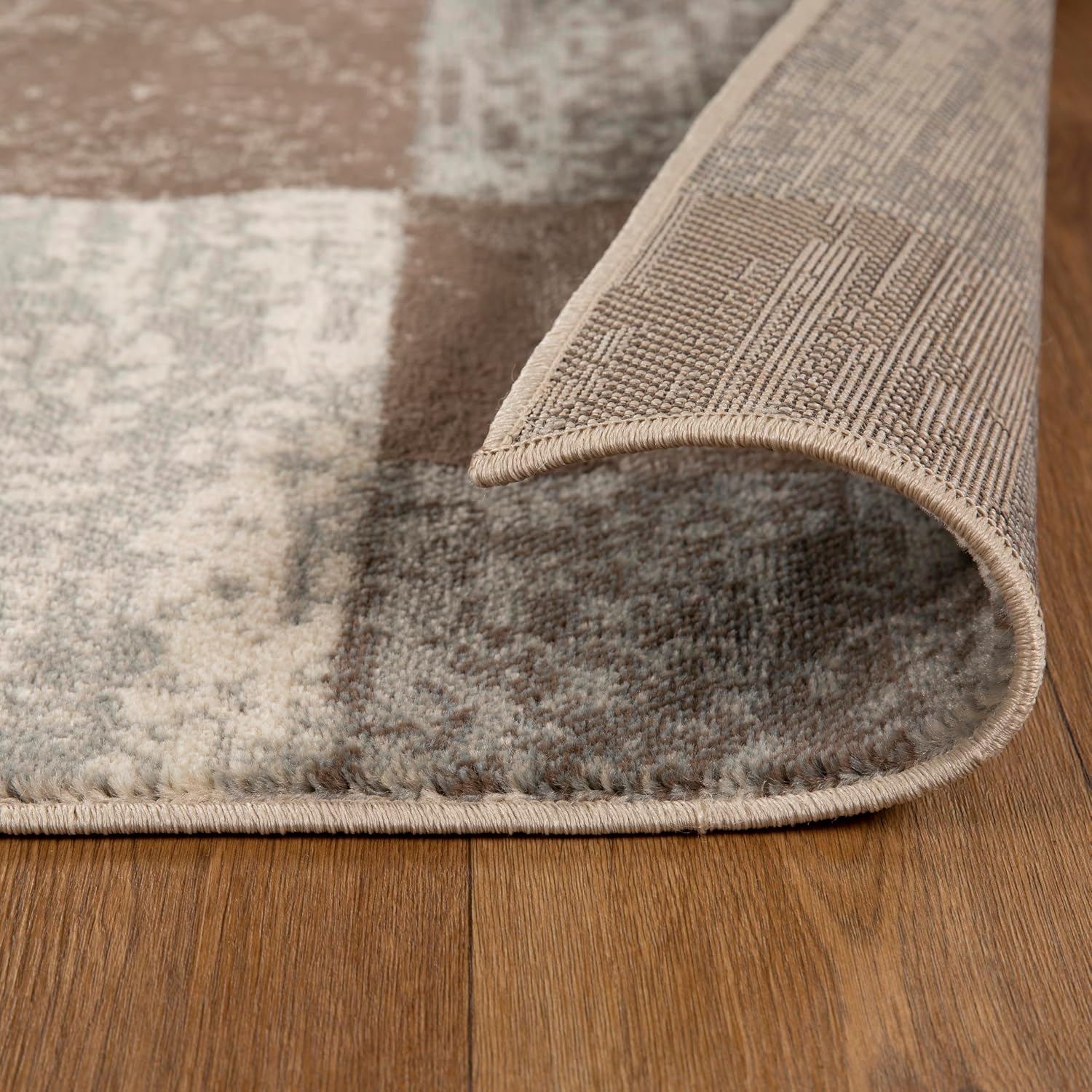 SUPERIOR Rockwood Modern Geometric Indoor Area Rug, 8'x8', Slate | Easy Care Jute Backed Rugs for Bedroom, Office, Living Room, Hardwood Floors Carpet for High Traffic Entryway, Dinning Room