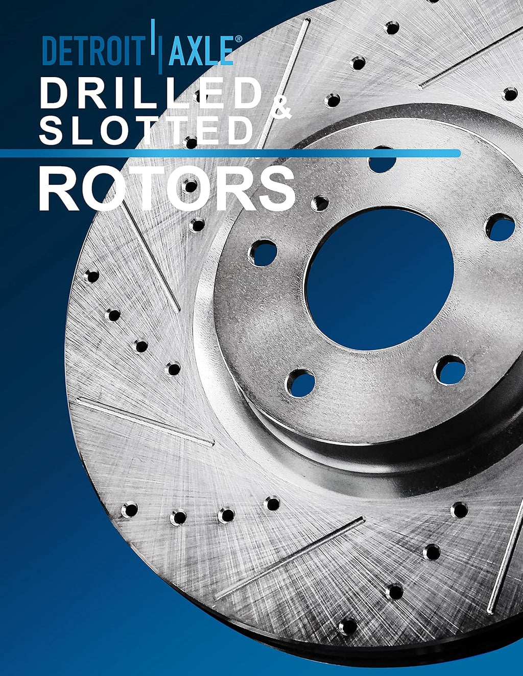 Detroit Axle - Rear Brake Kit for 2007-2015 Mazda CX-9, Drilled and Slotted Disc Brake Rotors Ceramic Brakes Pads 2008 2009 2010 2011 2012 2013 2014 Replacement : 12.79' inch Rotor