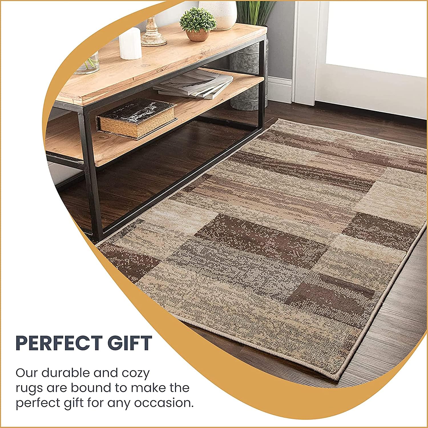 SUPERIOR Rockwood Modern Geometric Indoor Area Rug, 8'x8', Slate | Easy Care Jute Backed Rugs for Bedroom, Office, Living Room, Hardwood Floors Carpet for High Traffic Entryway, Dinning Room