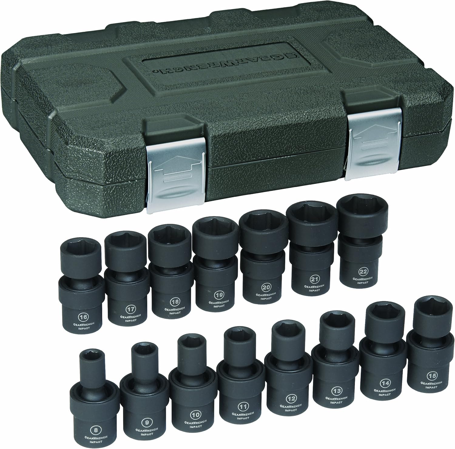 GEARWRENCH 84918 3/8-Inch Drive Universal Impact Socket Set Metric, 15-Piece