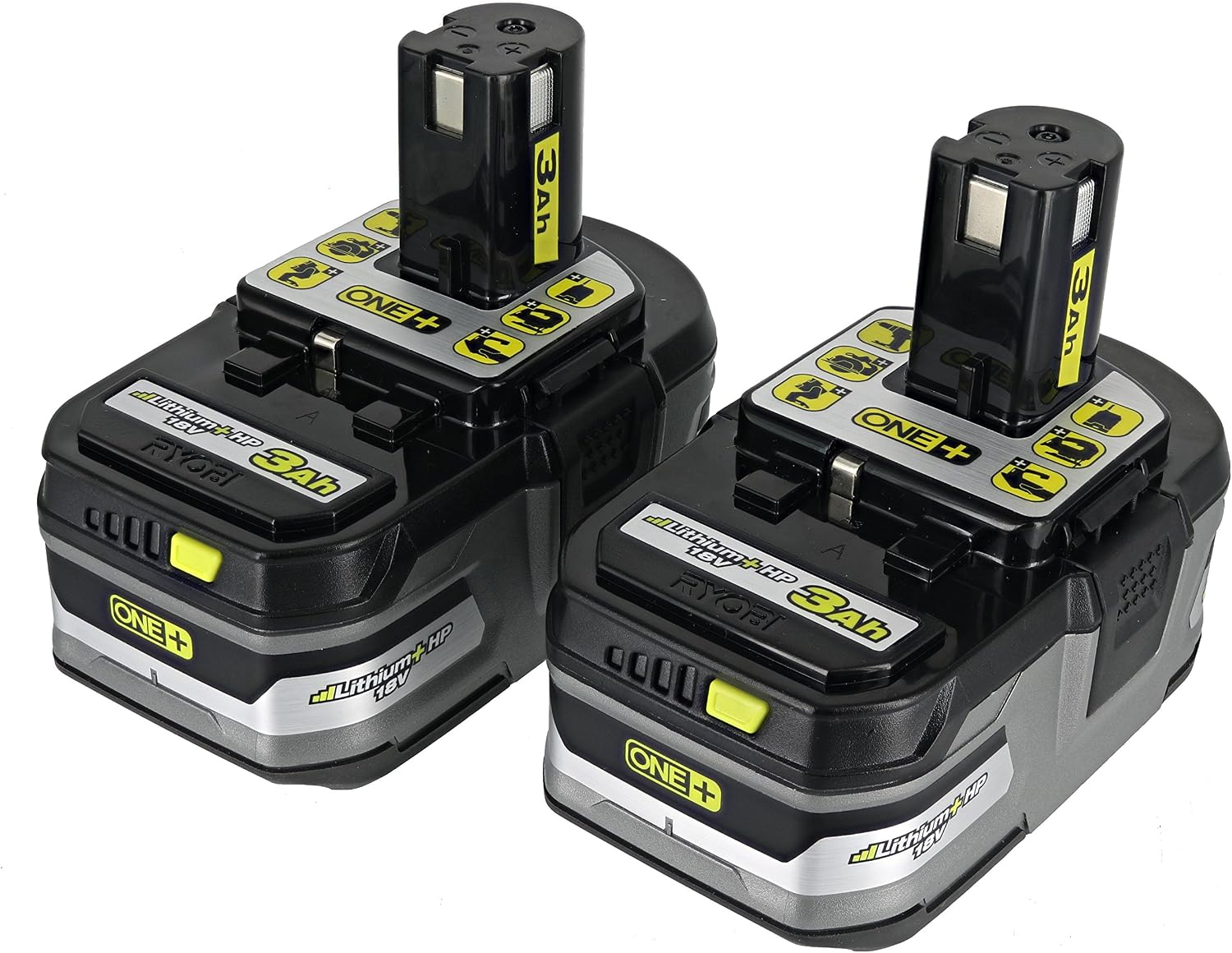 (2) Ryobi One+ 18v Lithium Plus HP Batteries 3Ah Li-Ion P191