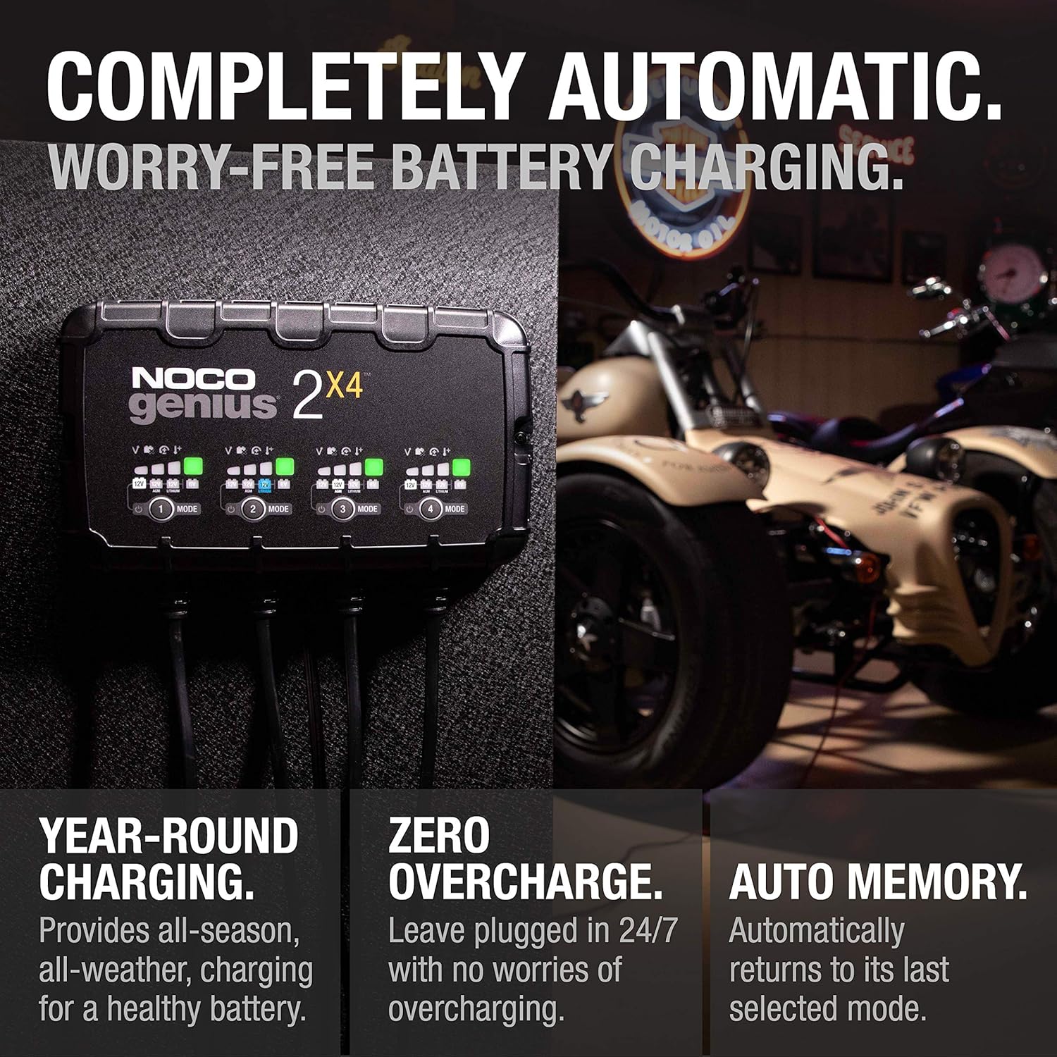 NOCO GENIUS2X4:8A 4-Bank Smart Battery Charger(2A/Bank) -6V/12VAutomatic Maintainer,Trickle Charger & Desulfator Overcharge Protection & Temperature Compensation–for Lead-Acid & Lithium(Pack of 2)