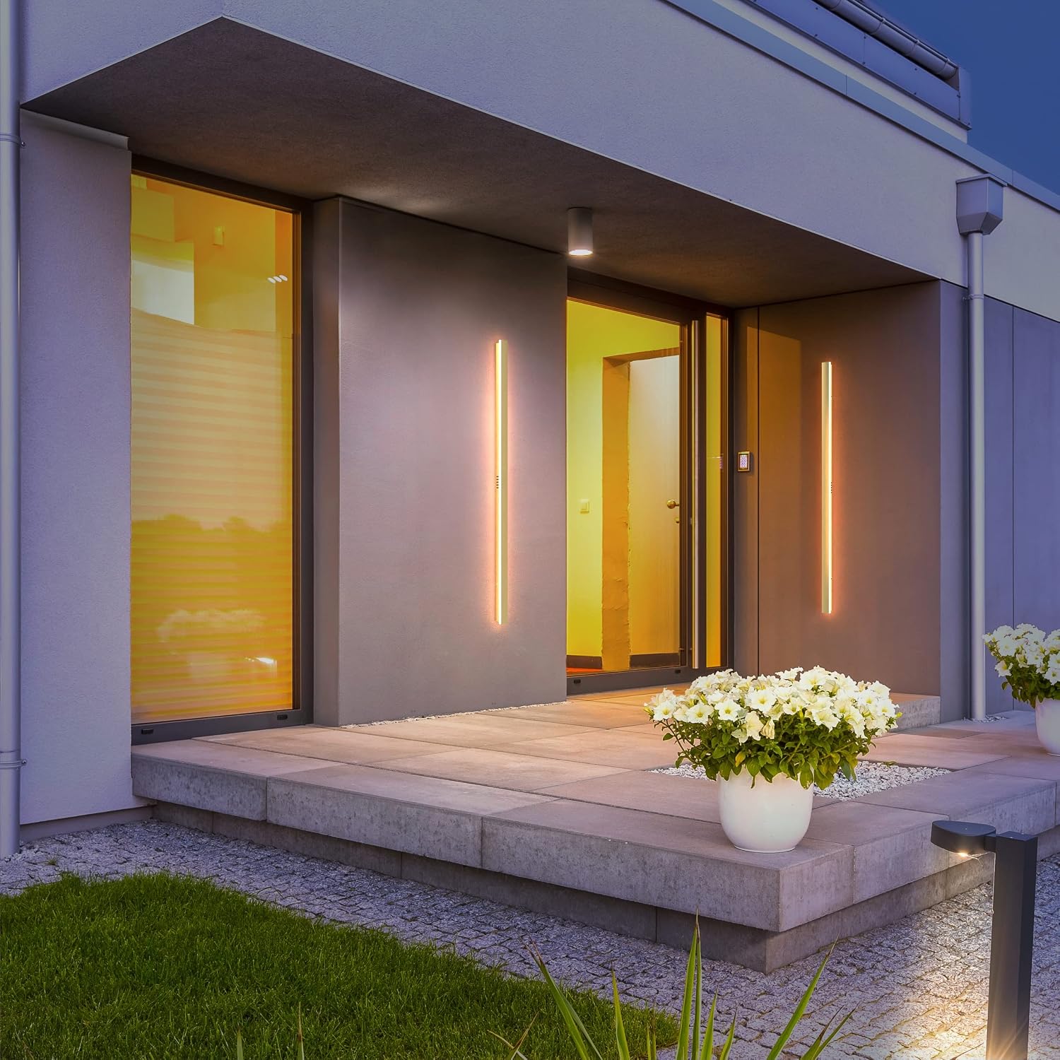 LEEKI - 60 Inches Modern Outdoor Light Fixture - Rectangular Exterior Light Fixture - 45W 3000K - IP65 Anti Rust - Gold - Sconces Wall Lighting